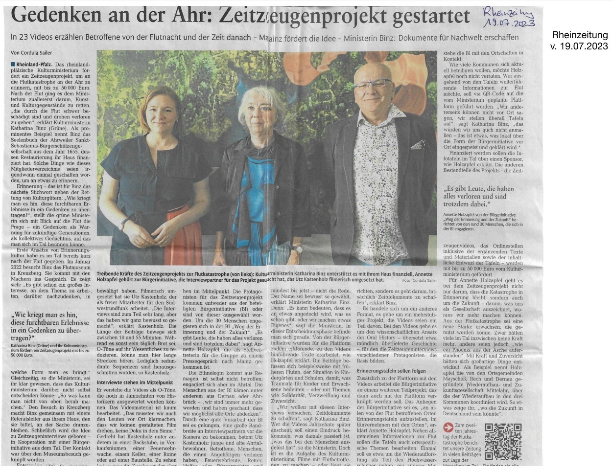 Bericht der Rheinzeitung vom 19.07.2023